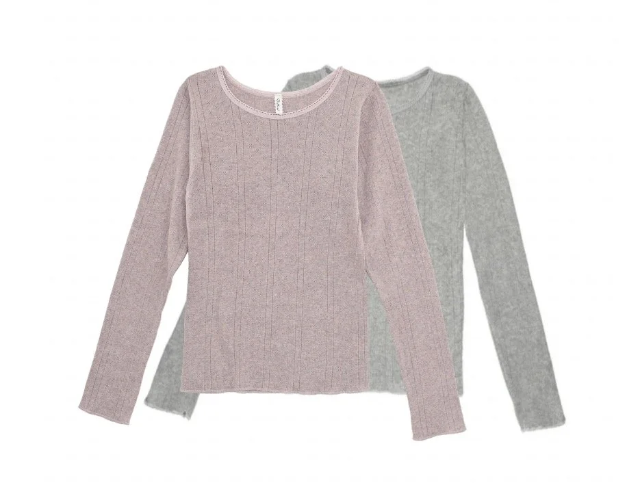 Heather Deadstock Pointelle  Baby Tee