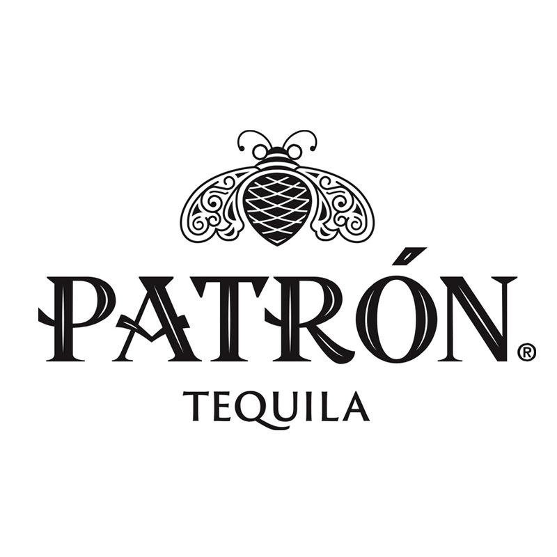 Patron Tequila logo with a stylized bee above the brand name