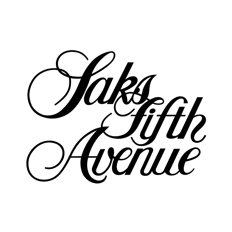 Stylized black cursive text reading "Saks Fifth Avenue" on a white background.