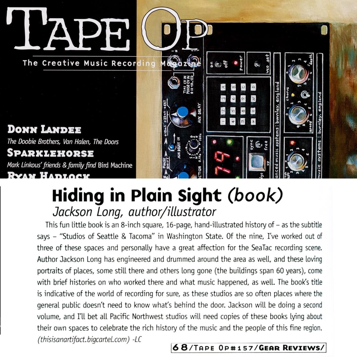 Tape Op ran a nice review of &quot;Hiding In Plain Sight&quot; in the Oct/Nov issue. Life goal achieved!  Thank you @tapeopmag