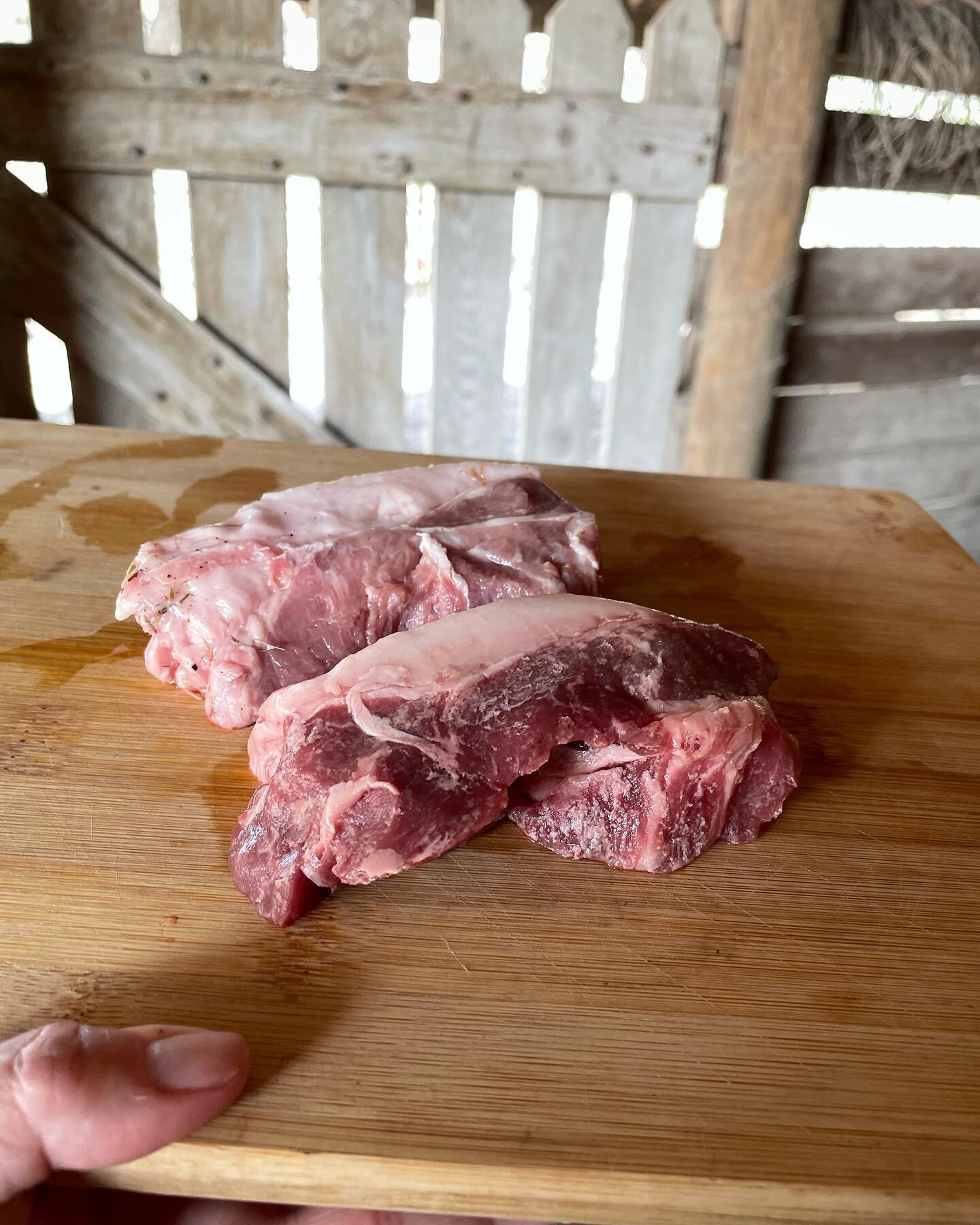 Just a few pics of our Mangalitsa pork chops! Bone in or boneless or Tomahawk! We also have pork roasts, ribs and sausages. And we still have chicken!
2 ways to get this delicious pasture raised meat:
1. Get it delivered tomorrow. Yep&mdash;we&rsquo;