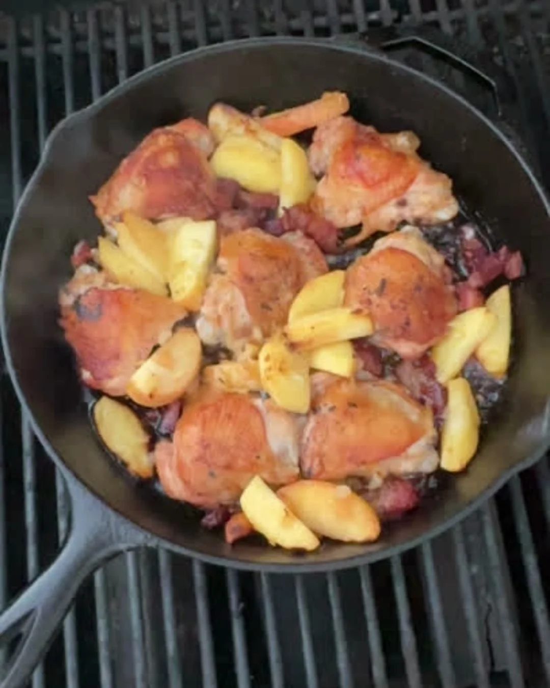 Roasted Chicken Thighs with Apples and Bacon
