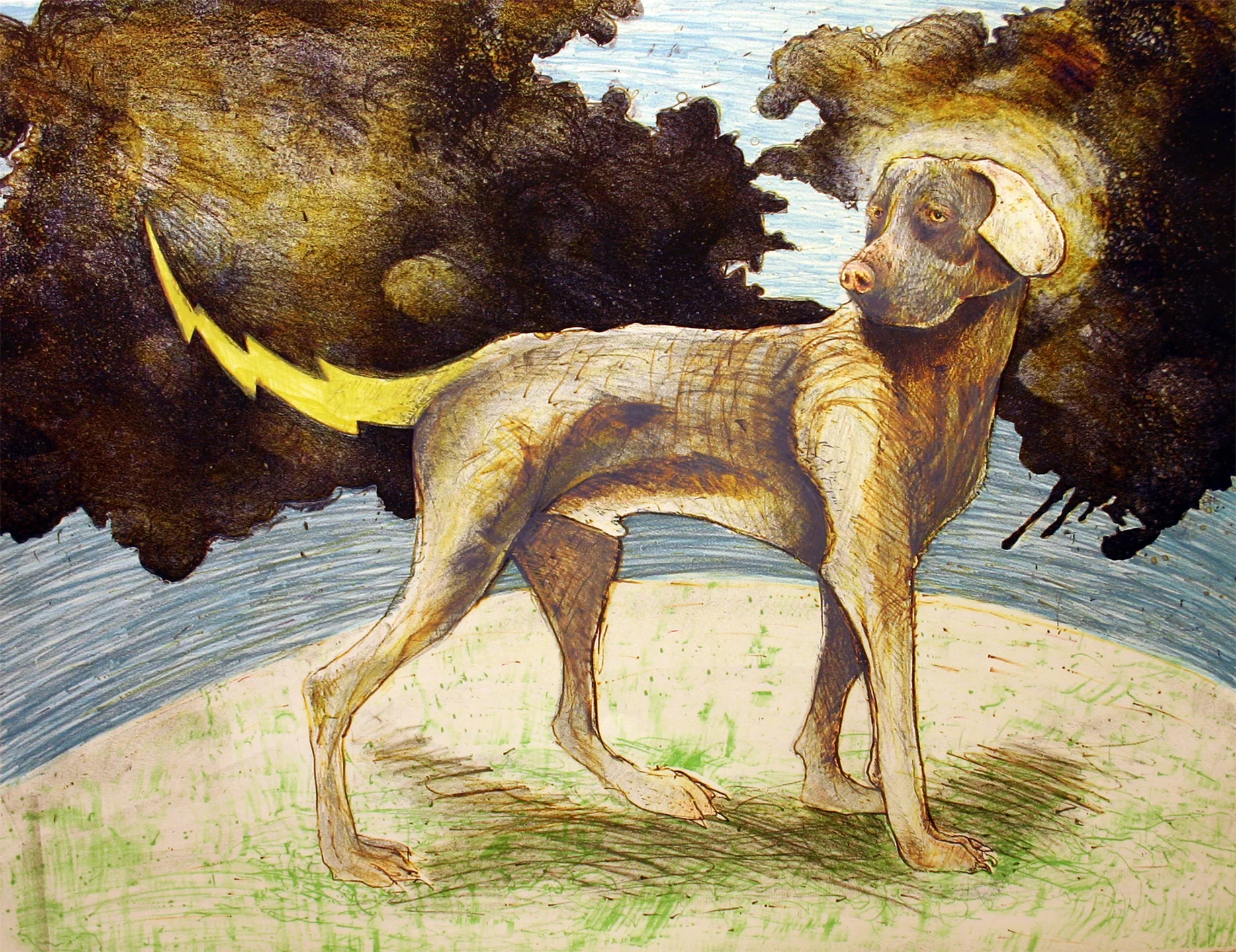  Dog of Thunder and Lightning.  Lithograph from stone.   19 x 24” 