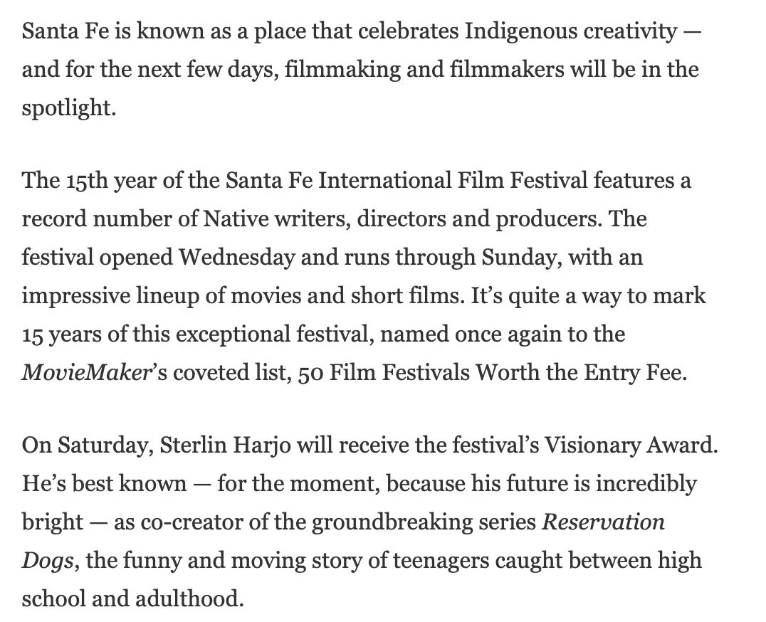 Santa Fe New Mexican - Film festival showcases Indigenous, independent talent