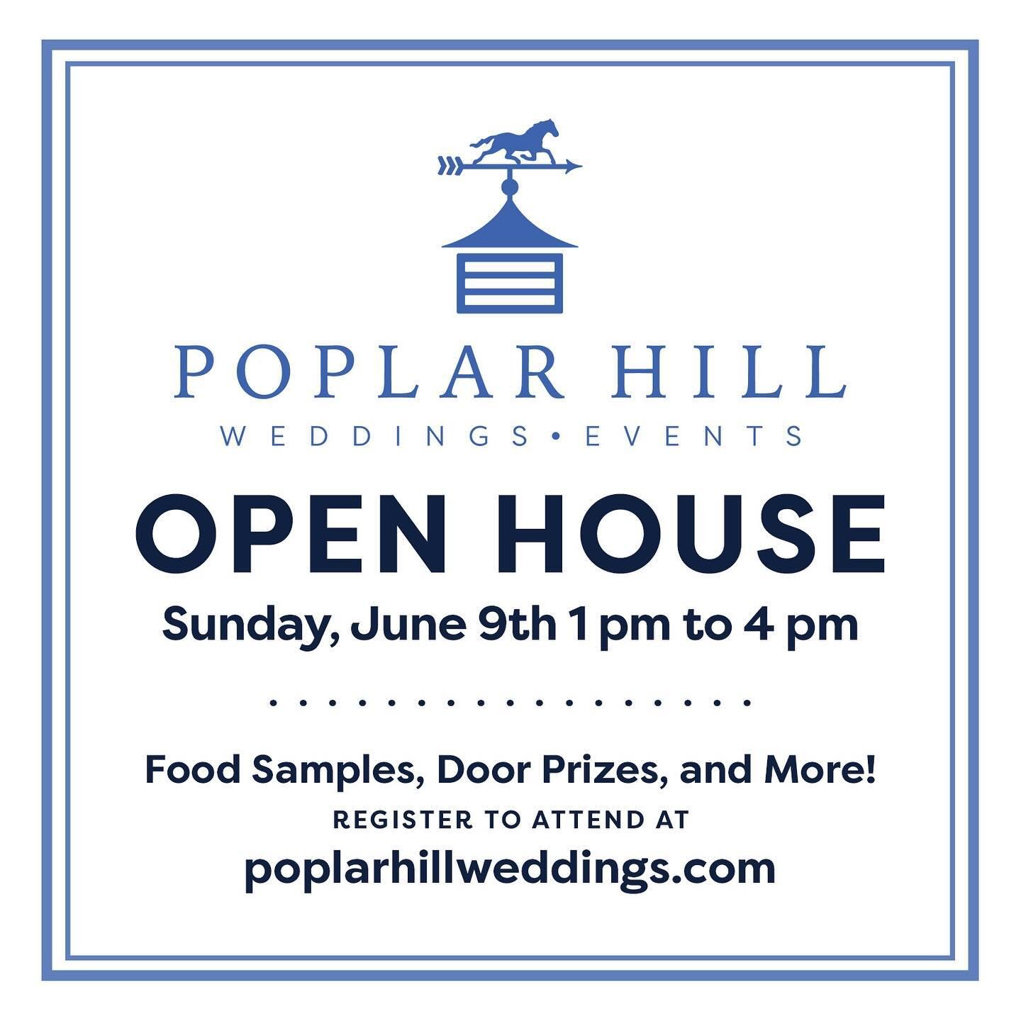 Join some amazing wedding vendors SUNDAY, JUNE 9 from 1-4pm at @poplar_hill for an open house!

Check out our gorgeous wedding venue! You&rsquo;ll love its rustic vibe and historic charm. Meet with a variety of talented and experienced vendors that c