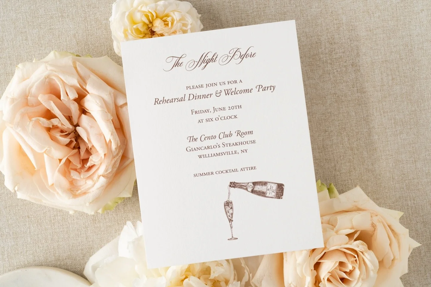 We&rsquo;re less than a month away from 2026! 🍾 Who&rsquo;s planning their wedding in the New Year? 

#weddingstationery #weddingdetails #rehearsaldinner #welcomedrink

Photography @peterson.design.photo 
Planning @therefinedhost