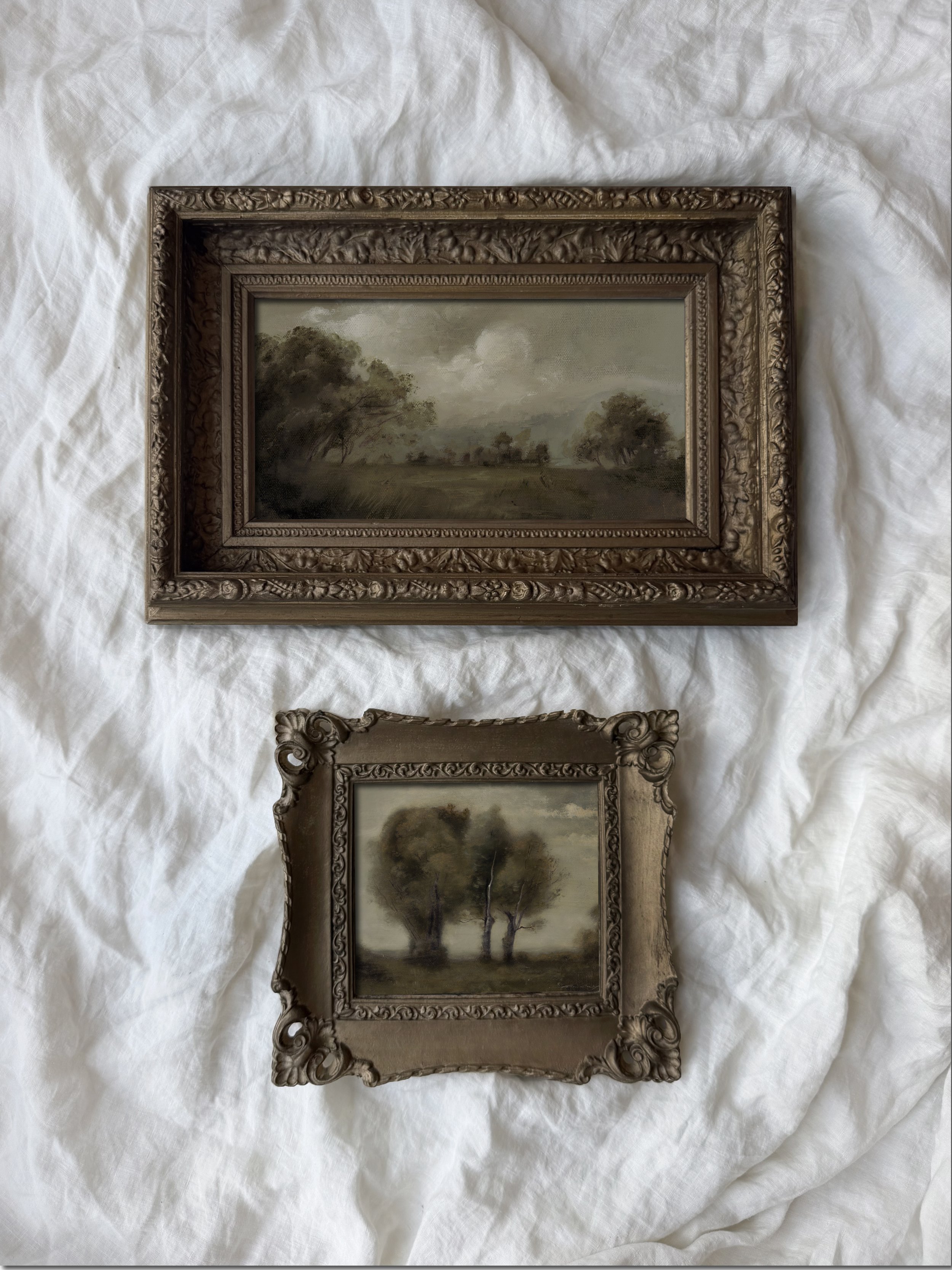 vintage framed print pair