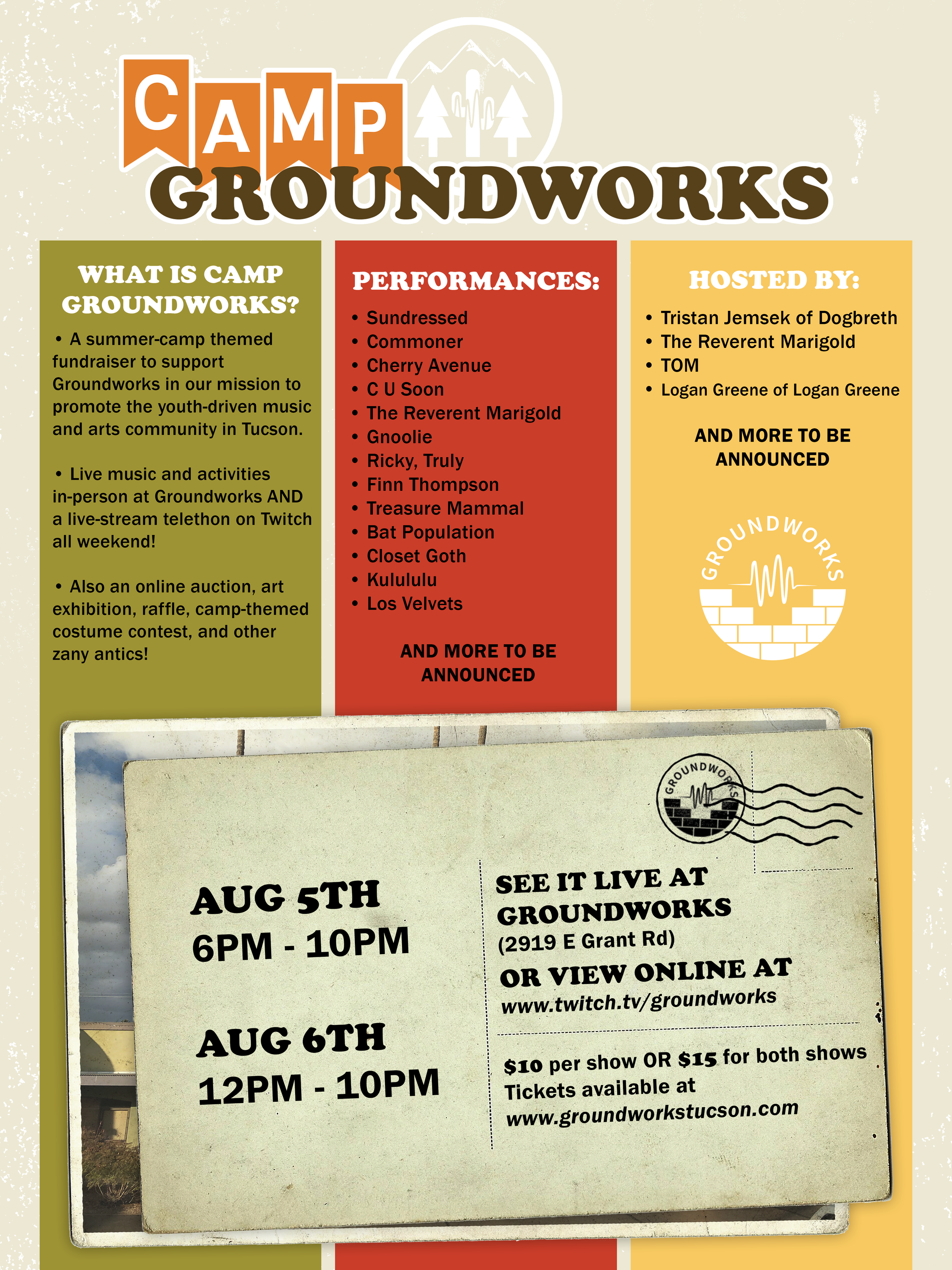 Get ready for Camp Groundworks August 5 - 6th!