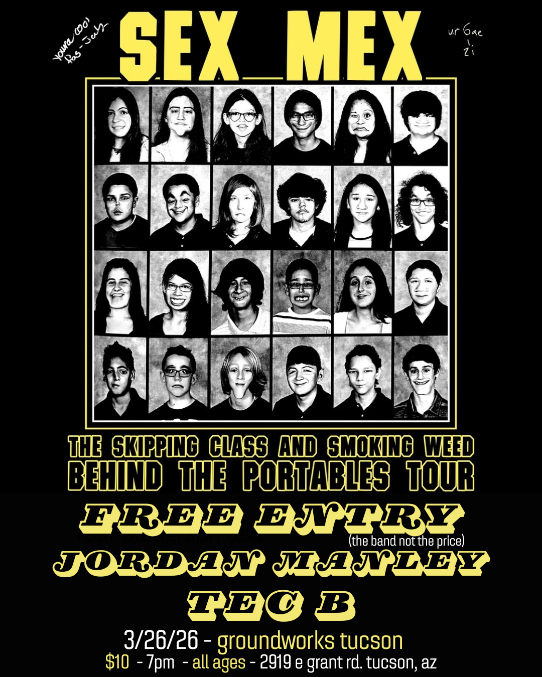 Sex Mex, Free Entry, Tec B, Jordan Manley