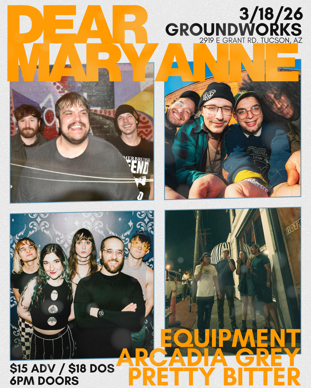 Dear Maryanne, Equipment, Acadia Grey, Pretty Bitte