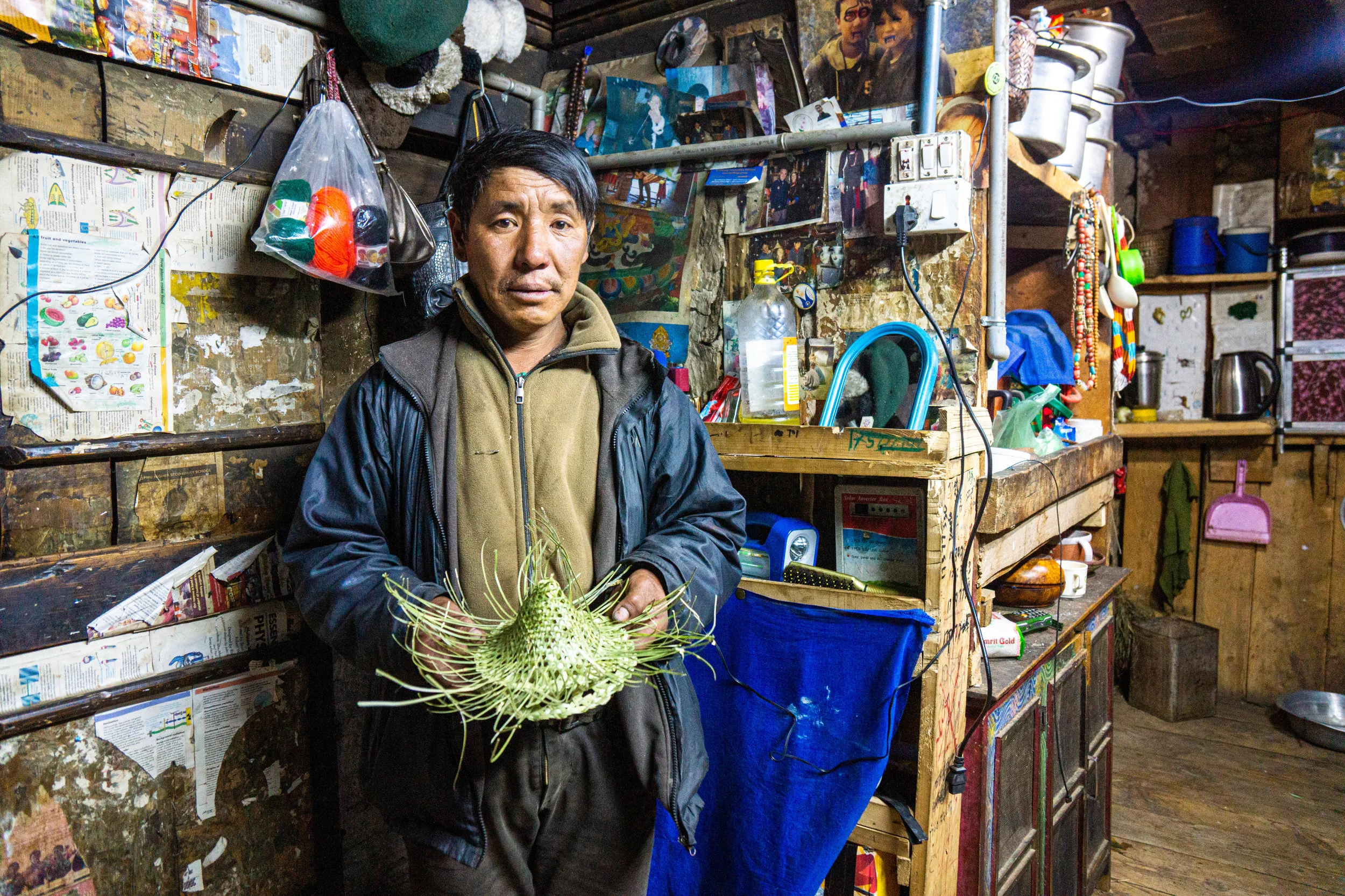 Tenzin is one of the last three conical hat makers