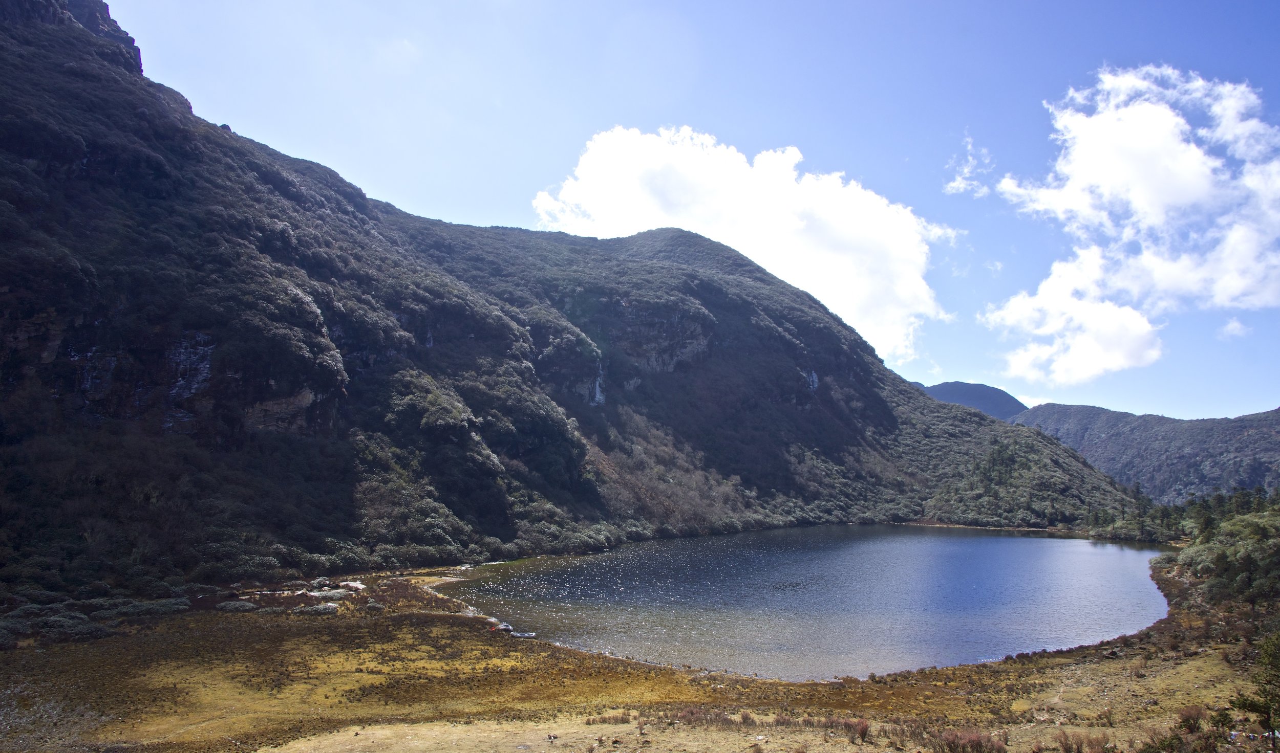 A campsite near a sacred lake.
