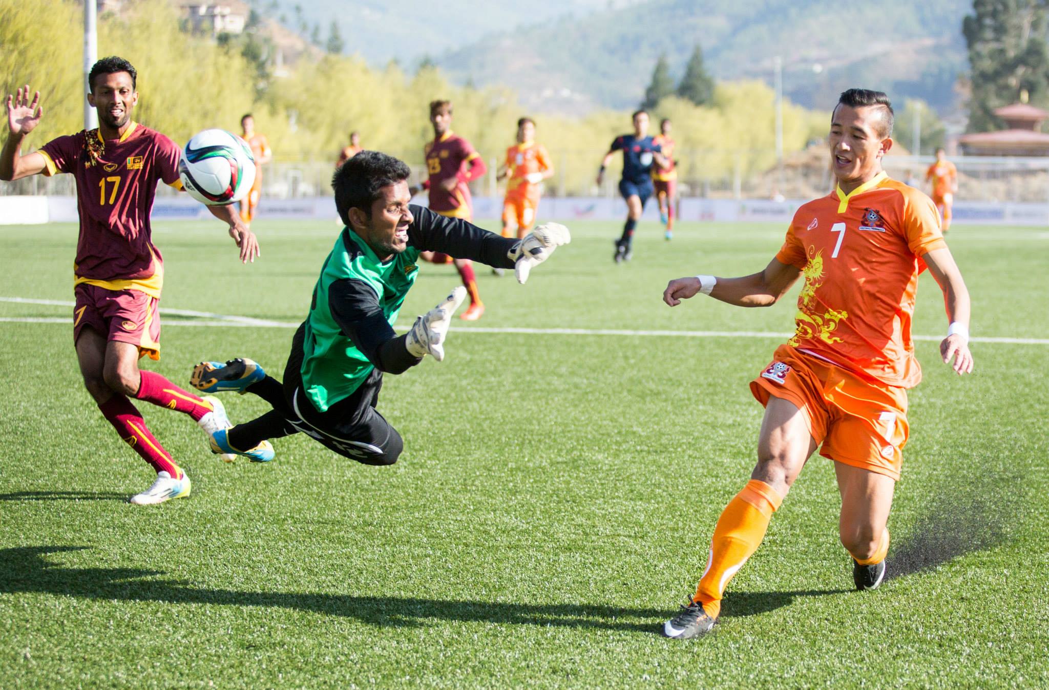 Chencho Gyaltshen scoring the first World Cup goal in Bhutan’s history.