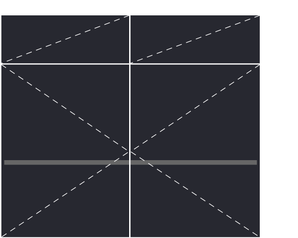 2 drawers, double swing doors