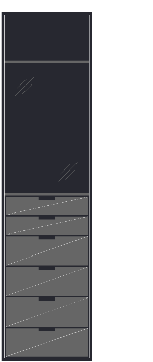 open shelves, mirror