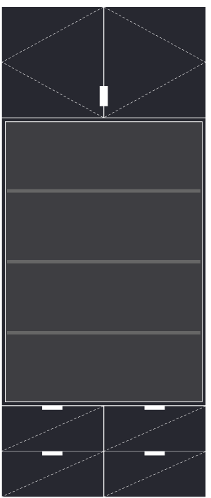 drawers, open bookcase