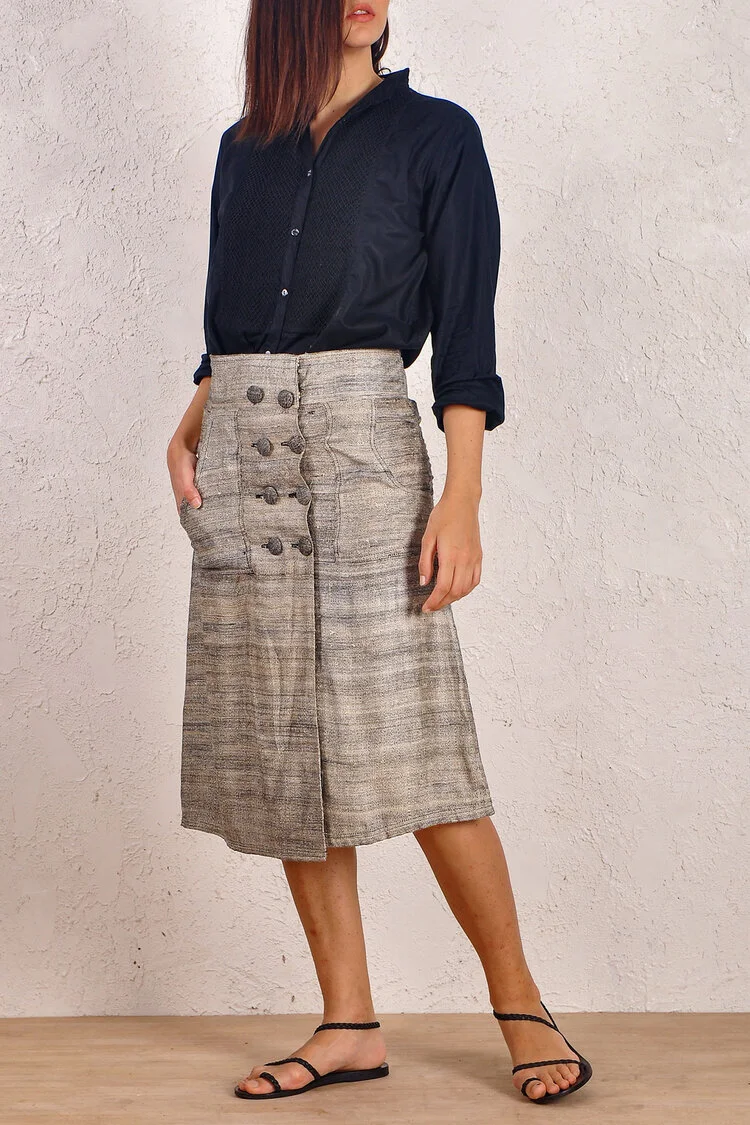 RAW SILK WRAP FRONT SKIRT  LKR 5950