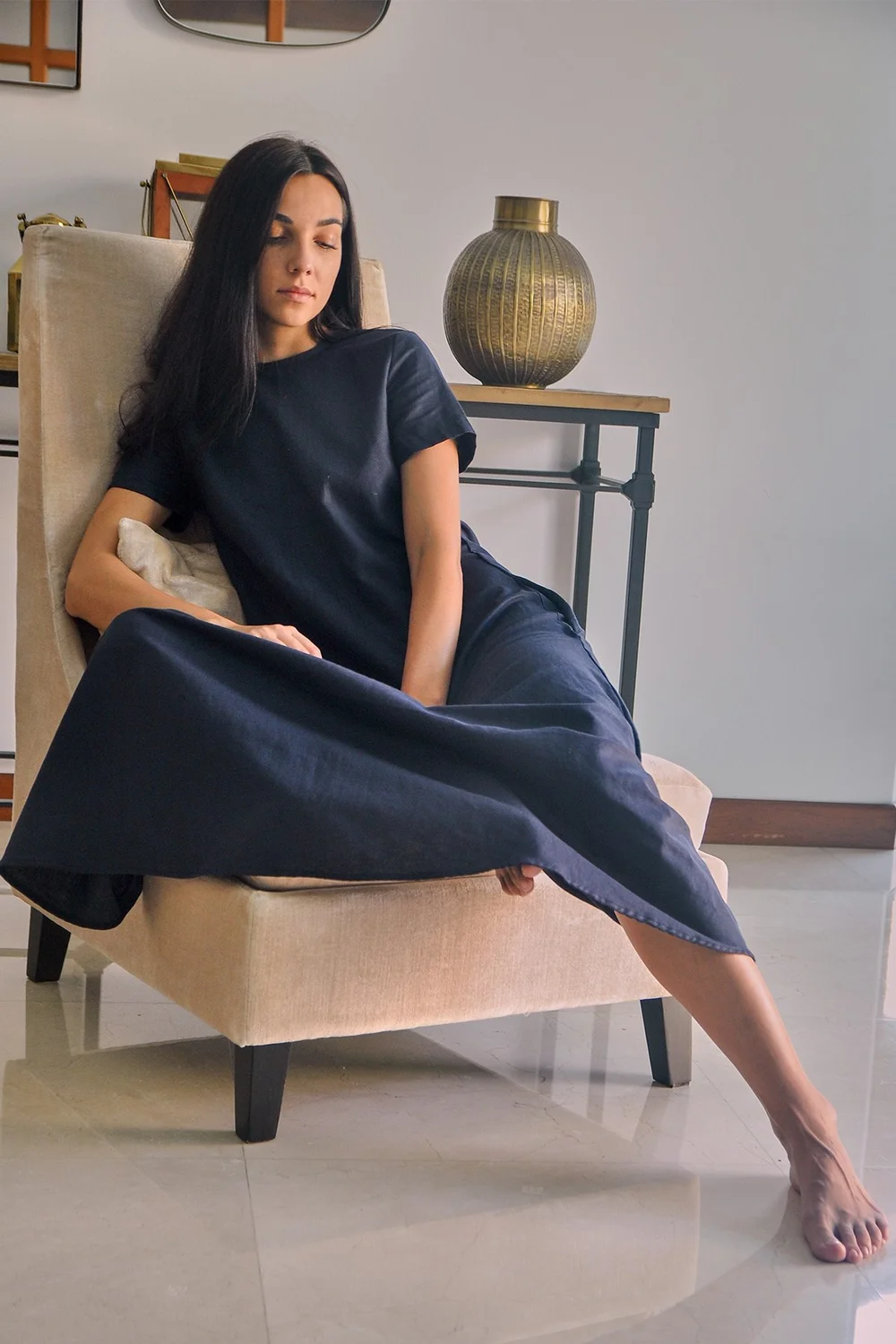 knee length dresses for ladies Angelina Linen Maxi Dress main image 0