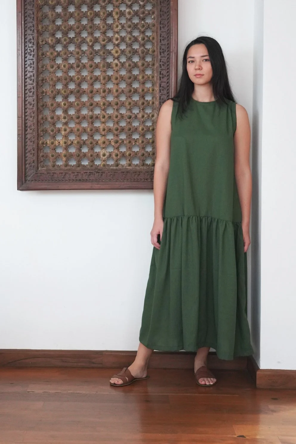 LINEN DROP WAIST MAXI DRESS LKR 7500