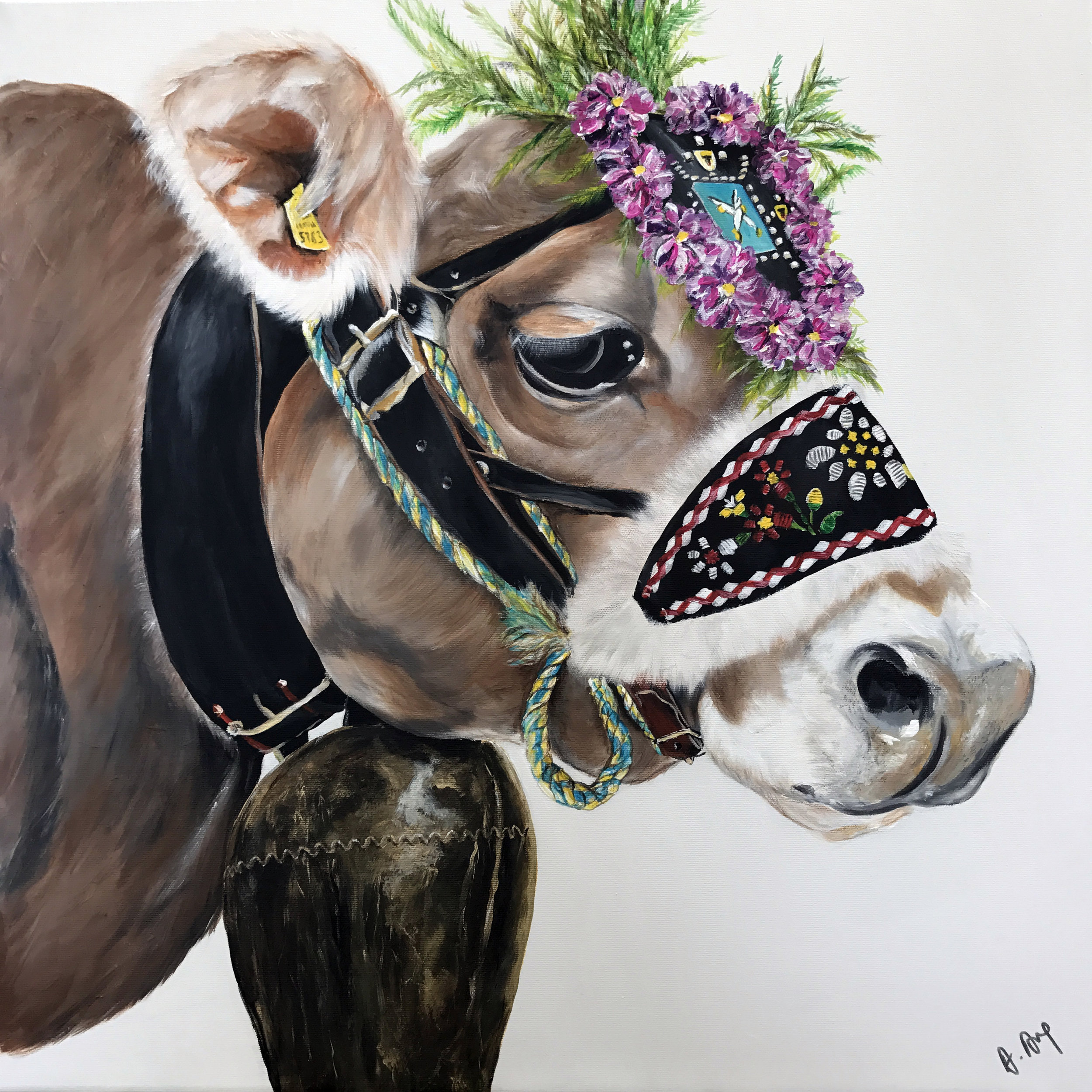 Hippie Cow 60 x 60 (Not for sale)