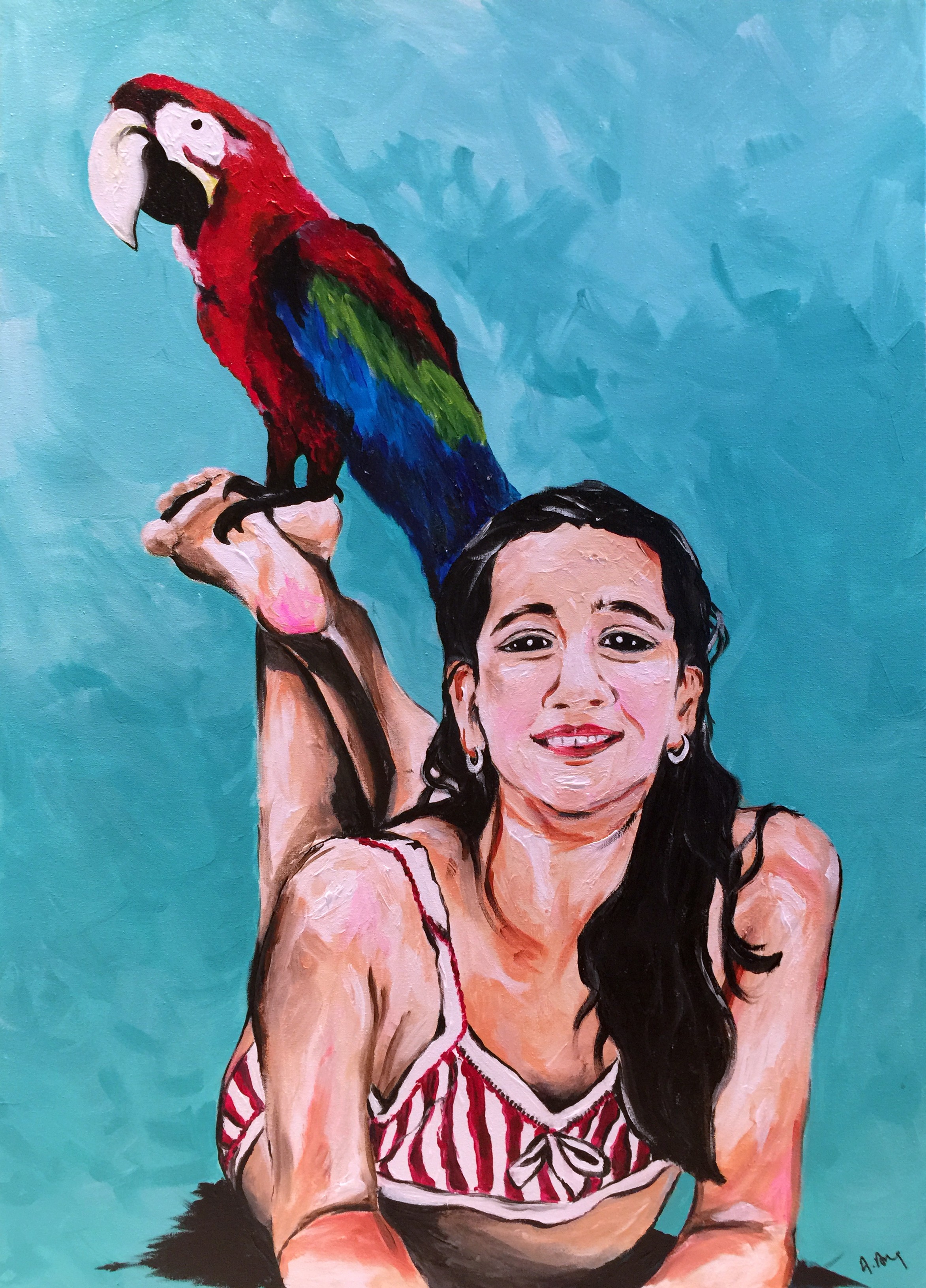 Anissa and her feathered friend (60 x 90)