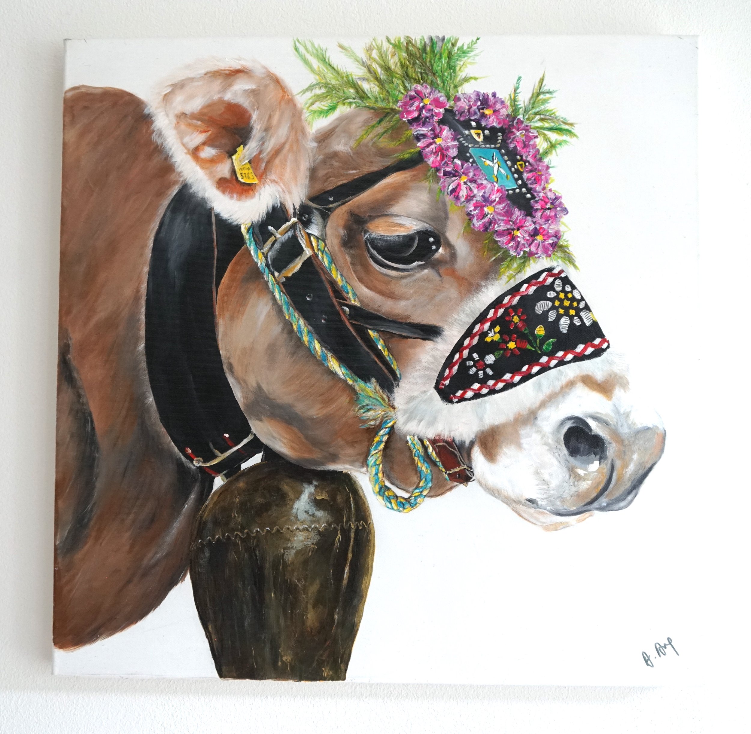 Hippie Cow (60x60, acrylic) 