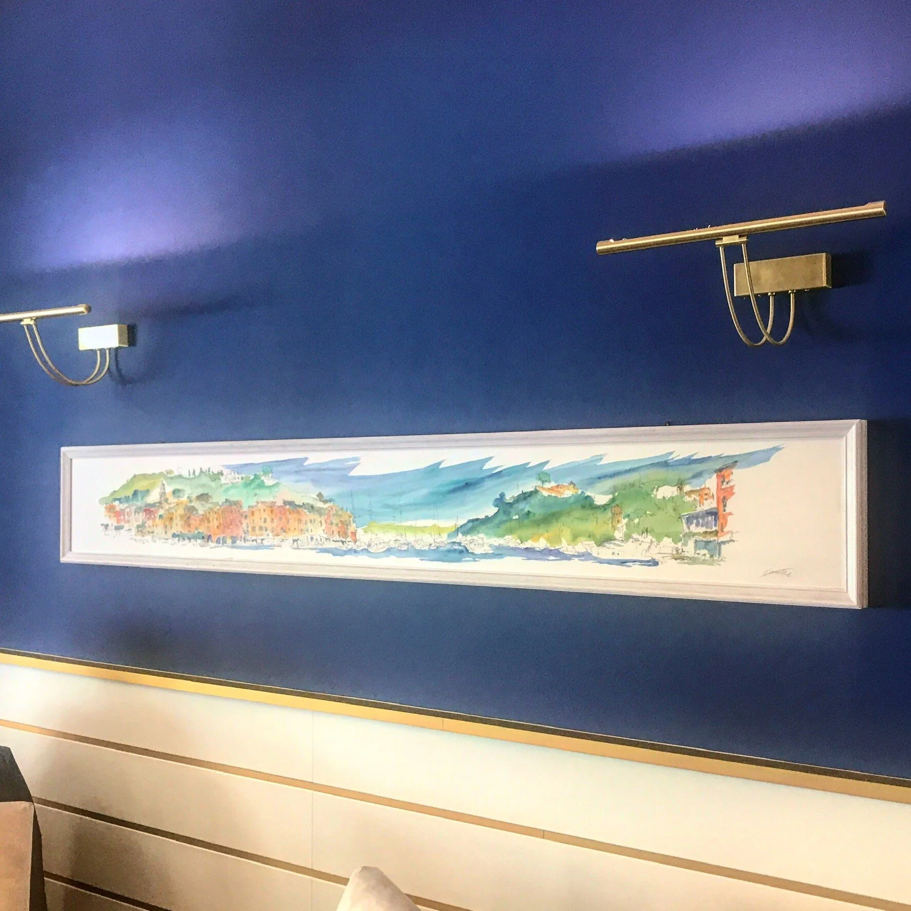 Portofino watercolour for Piedigrotta Restaurant in Genova - Italy