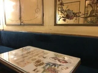 Table covers at Caffe Florian