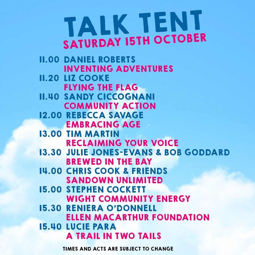 🗣🎤 TALK TENT LINE-UP 🎤🗣

Hullabaloo&rsquo;s Talk Tent will host a quick-fire programme of talks and film to expand our
brains here in the IW Biosphere &ndash; from hyper-local to global, there&rsquo;s modern wildlife
conservation imperatives and 