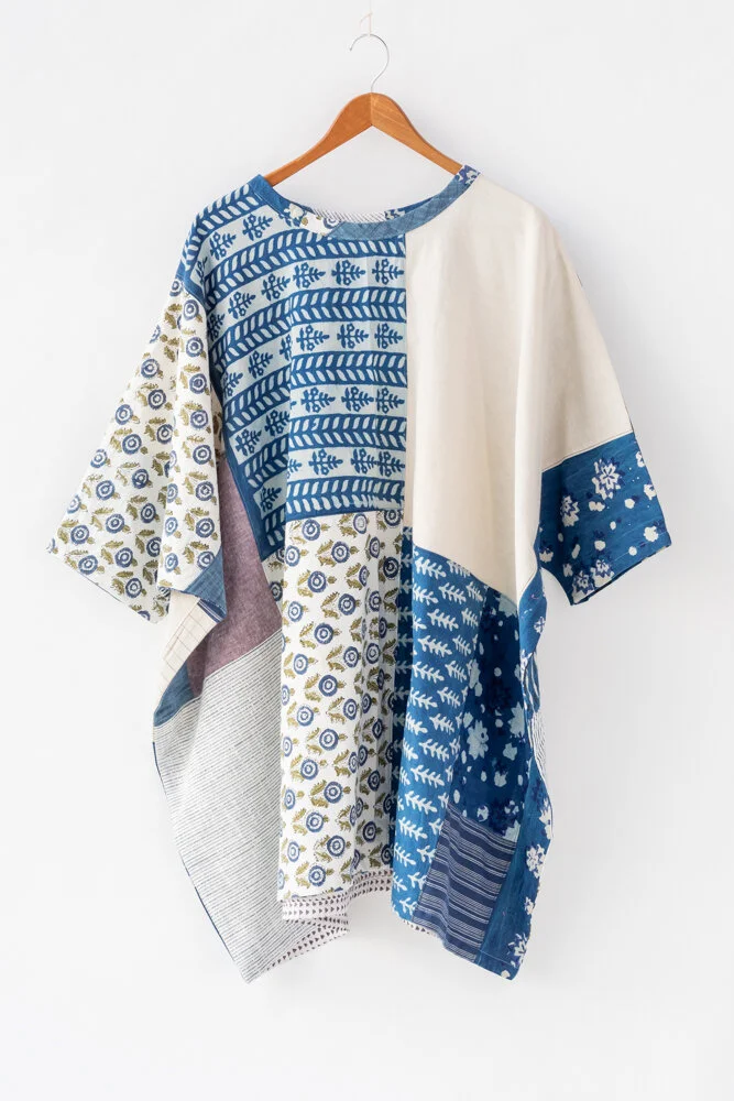 Patchwork Happy Dress, Indigo Prints 