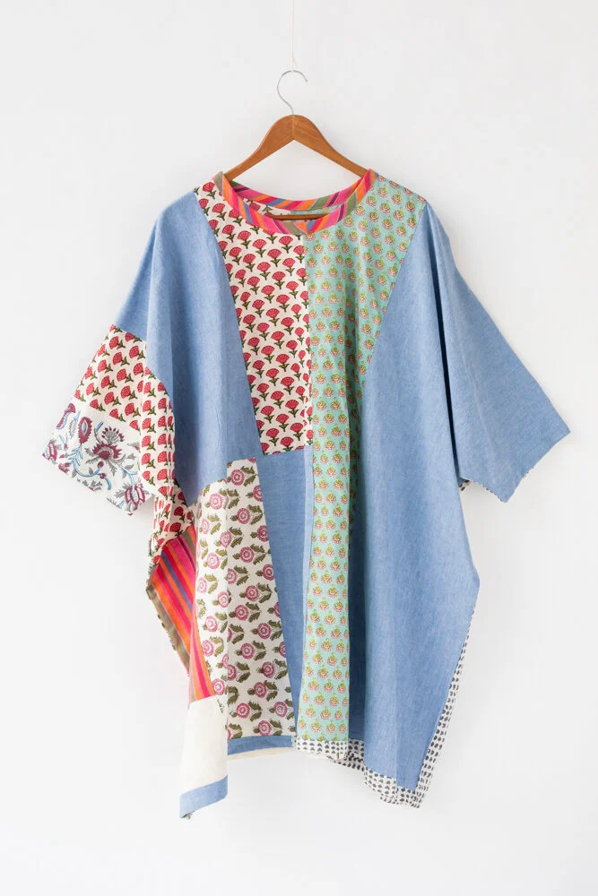 Patchwork Happy Dress, Pink and Blue 