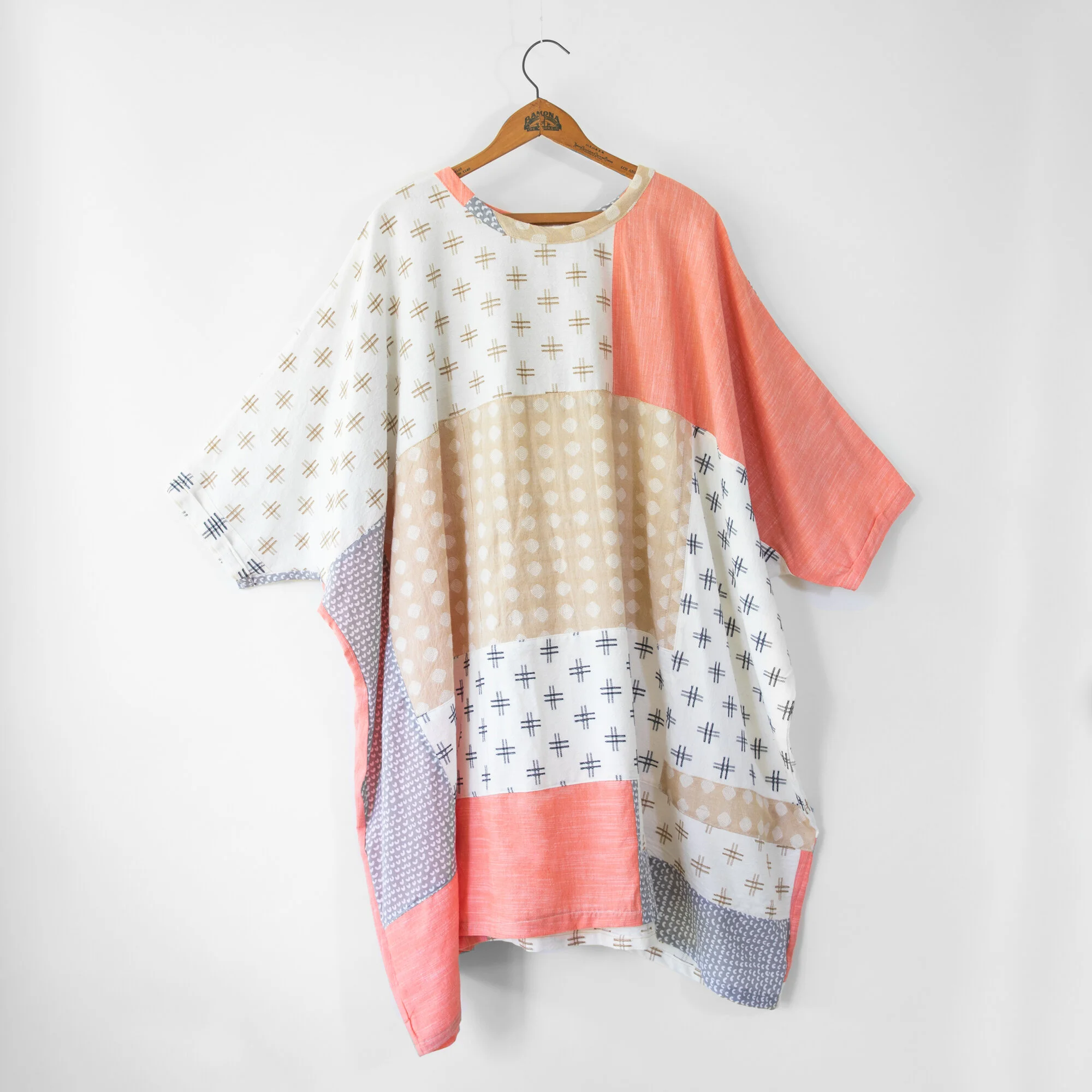 Patchwork Happy Dress, Pink/Gray