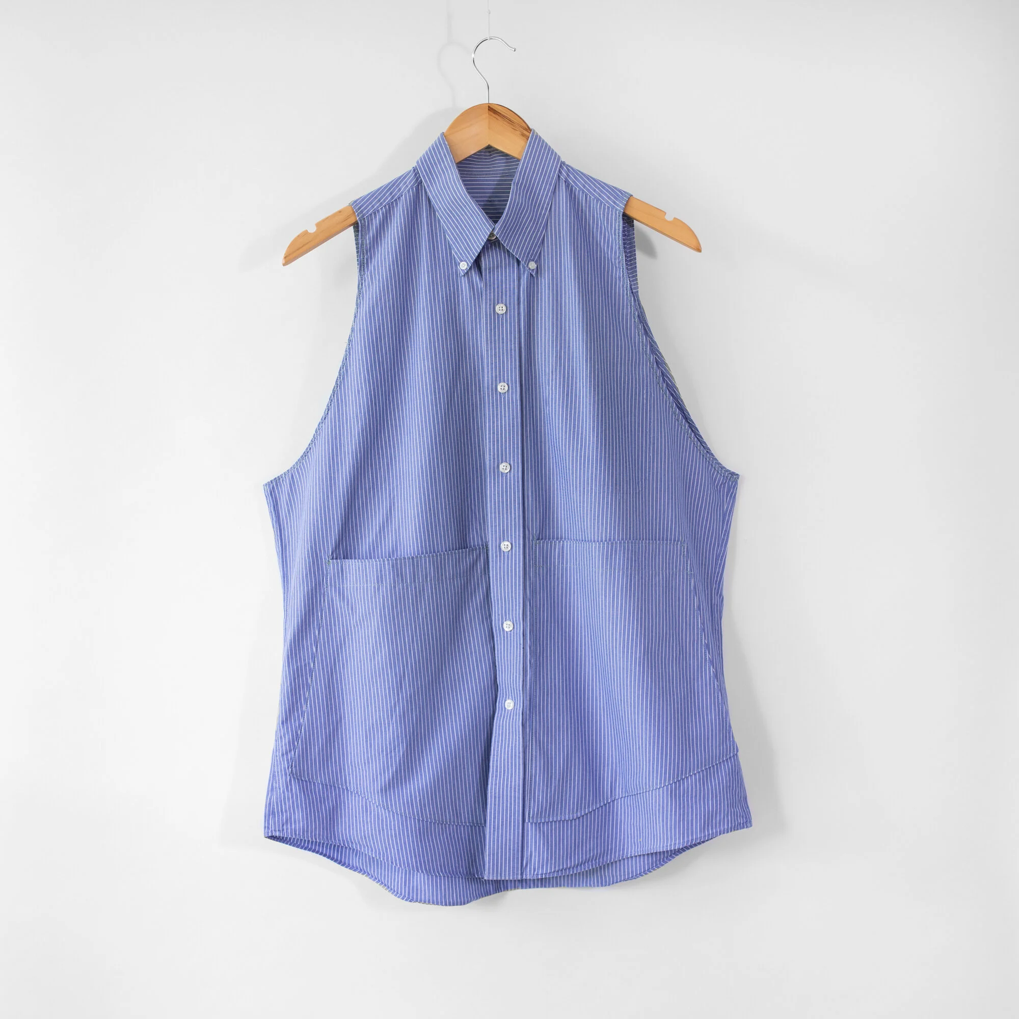 Upcycled Dress Shirt, Blue Pinstripe, Small/Medium