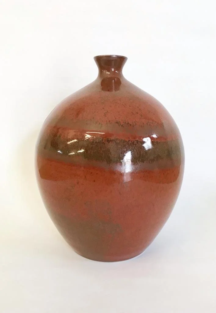 Bottle Vase In Embers Large Semi Porcelain 19.5h x 15w x 3.2 neck £110 910g (1).jpeg