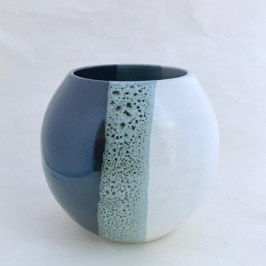 Barrel shaped Stoneware vase in sea foam vertical. 500g.        8 x 12. £40 - 1.jpeg