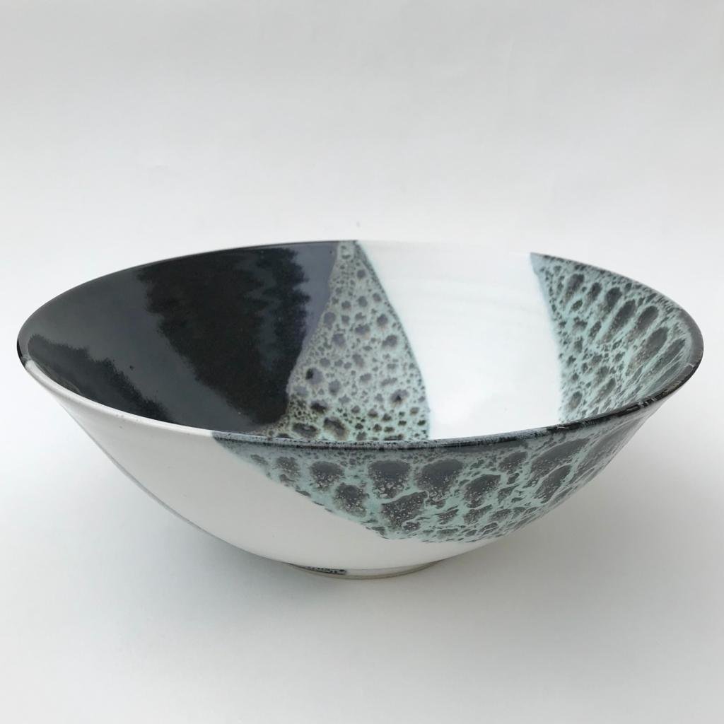 Larger bowl Stoneware double dipped sea foam + black. 915g. 24 x 9. (Foot ring 8.5) £70 - 3.jpeg