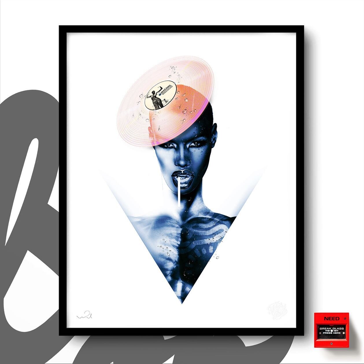 Grace Jones 🥀 La Vie en Rose
(Masculine Energy)
&bull;
The one and only! Serving face and androgynous splendor. 
&bull;
Featuring a customisable LABEL on the iconic &lsquo;Studio 54&rsquo; vinyl record headpiece. 
Request your favourite title to ref