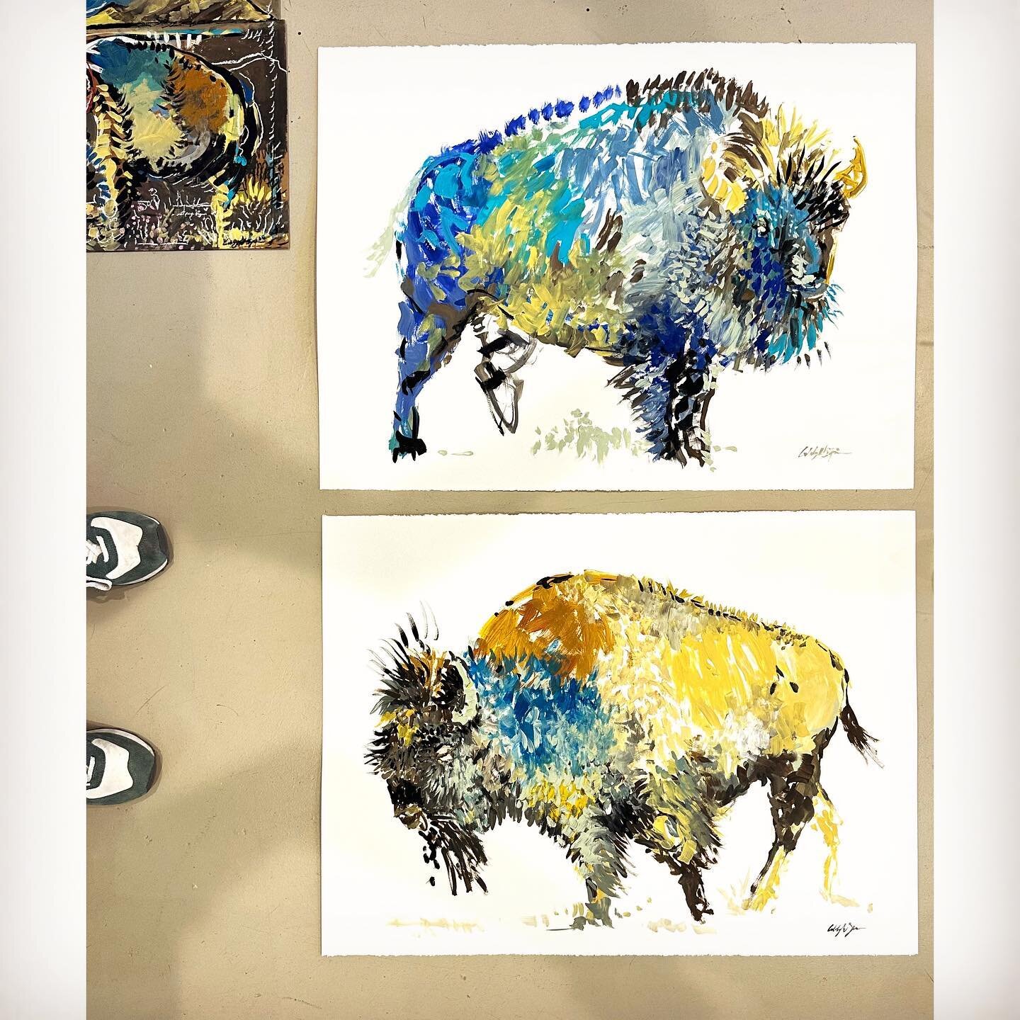 Im so sorry for all the shopping cart issues last week🙈! I&rsquo;ve dropped all the prices for remaining works (for two days only) and offering free shipping, as an apology :) 

#cubbywestspain #westernart #westernpainting #buffalo #bison #buff #buf