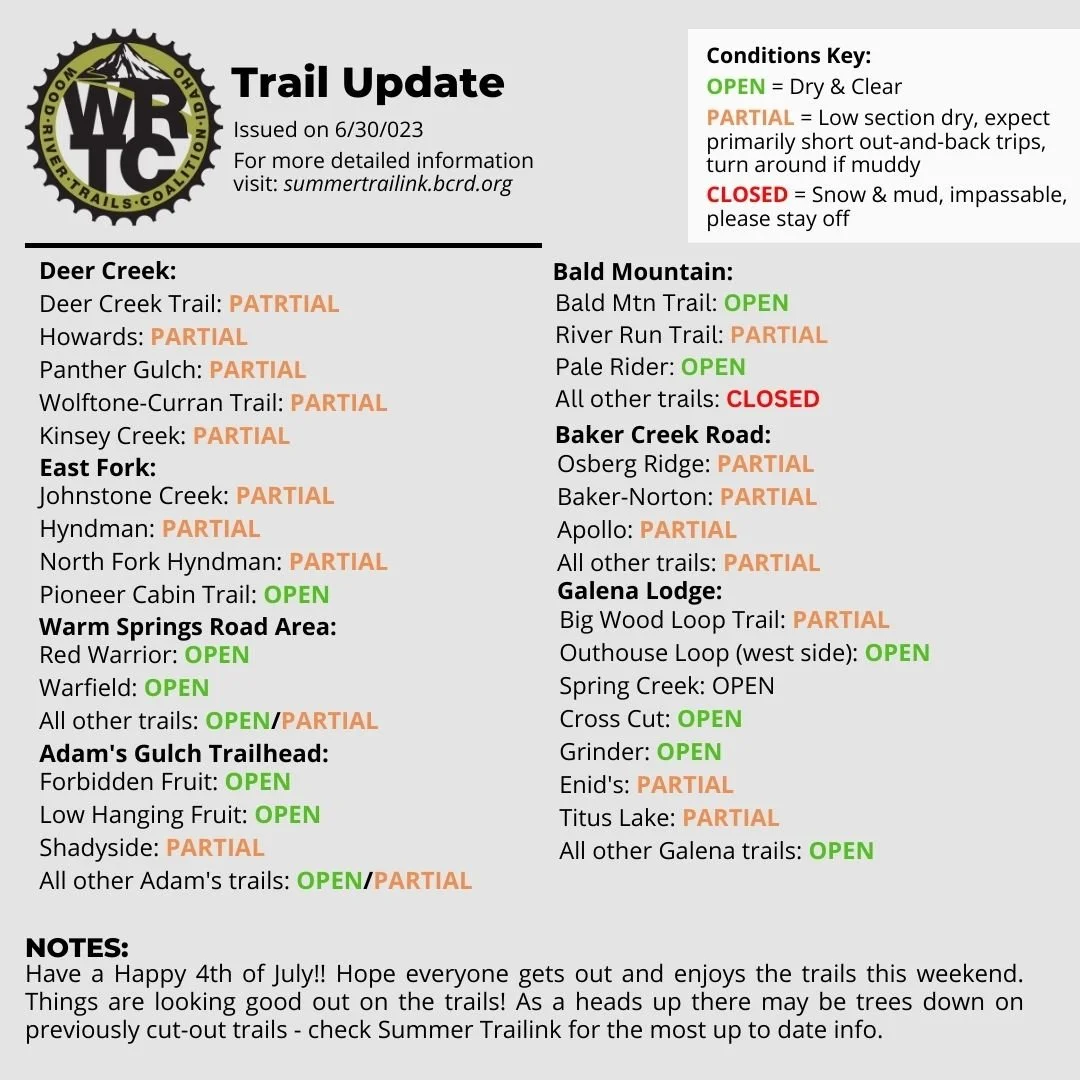 6/30/2023 Trail Conditions Update