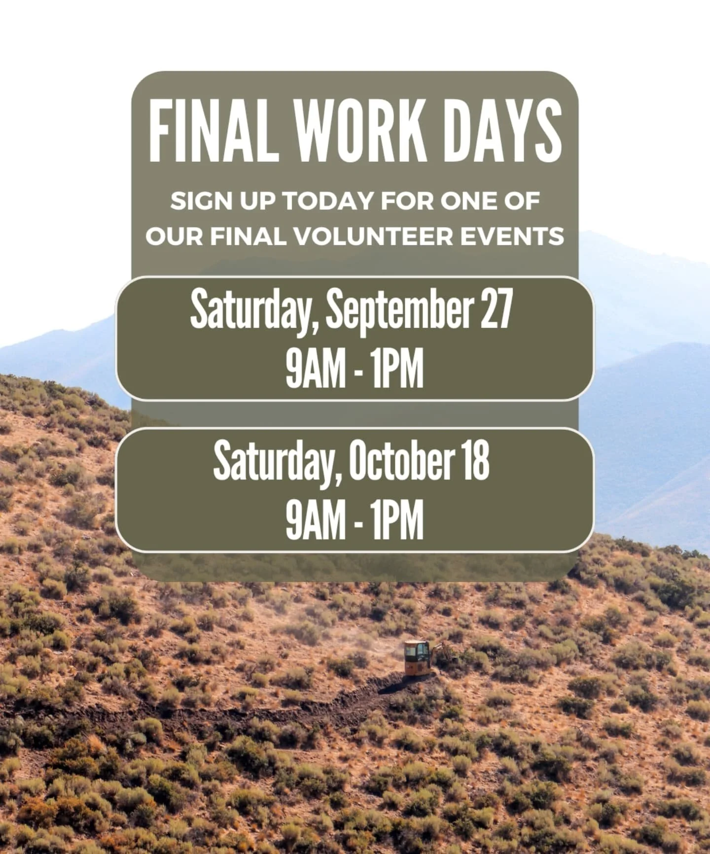 🚨Only two more volunteer events left for the season! 🚨On September 27, we'll be working on one of the trails built recently around Hailey, and on October 18th, we'll be working on the BRAND NEW Samsons Rampage trail (it's not done yet, but stay tun