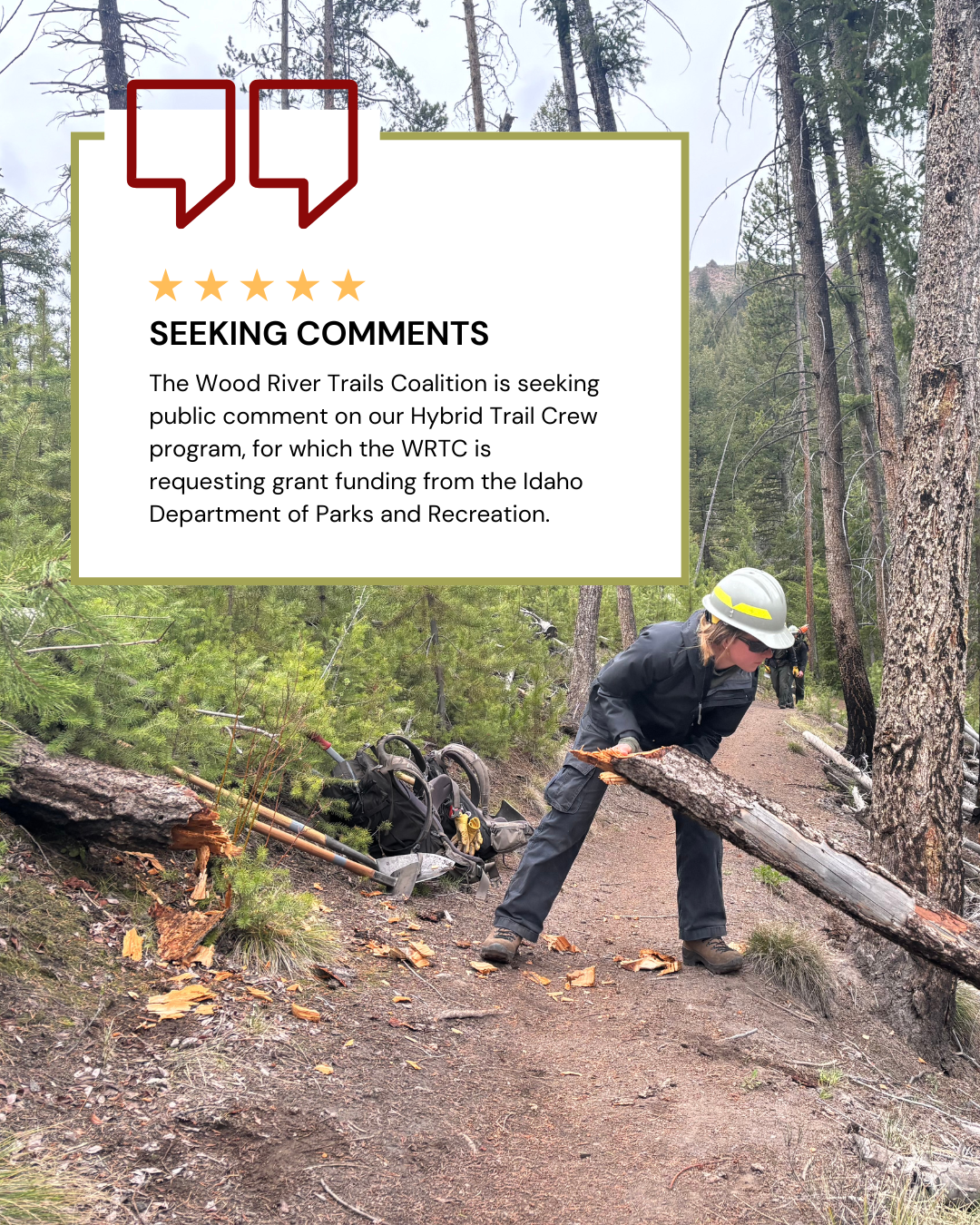 WRTC Seeks Comments on IDPR Grant Proposal for the Hybrid Trail Crew