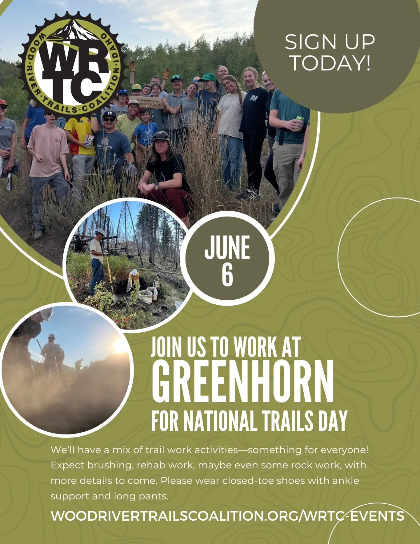 Volunteer with us at Greenhorn for National Trails Day!

✨Where: Greenhorn
✨Saturday, June 6 | 9:00 AM &ndash; 1:00 PM
✨Lunch Provided
✨Difficulty: Moderate

We&rsquo;ll have a mix of trail work activities&mdash;something for everyone! Expect brushin