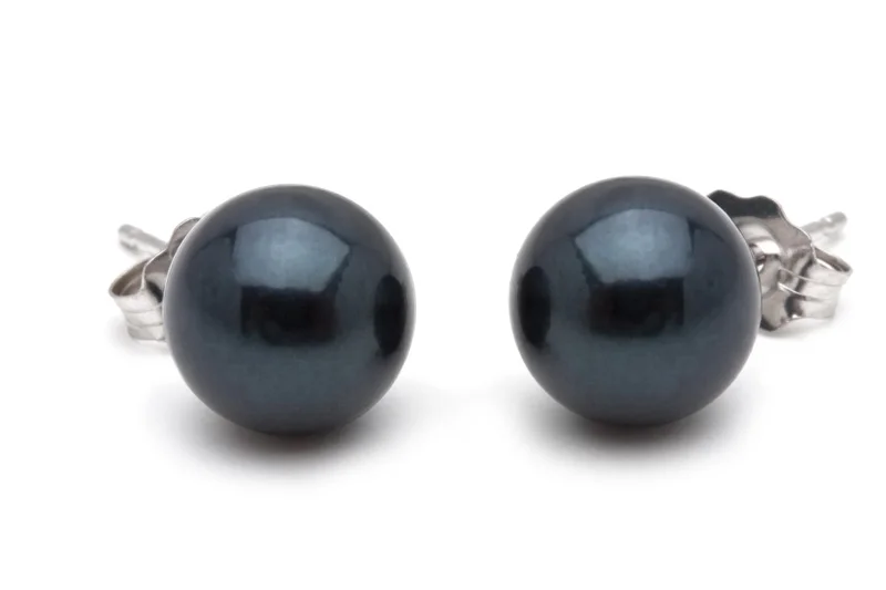 Akoya Saltwater Black Pearl Earrings Discounted Pearls.jpg