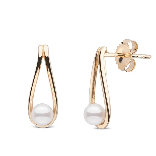 Tear-Drop Pearl Earrings 14k Yellow Gold 4mm AAA Discounted Pearls.jpg