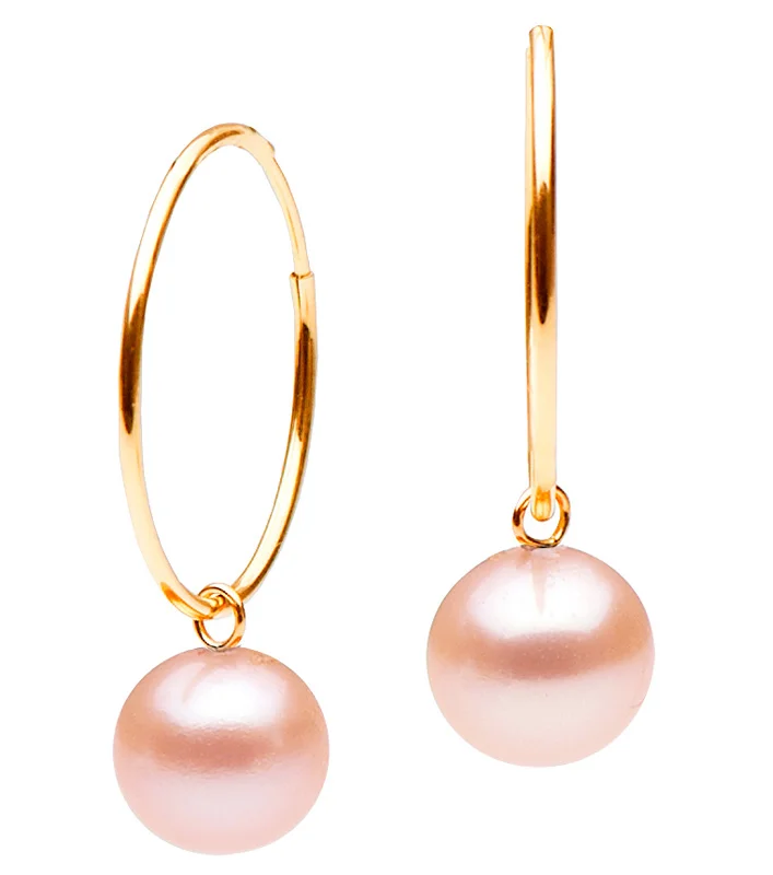 Pink-Peach Freshwater Hoop Pearl Earrings AAA Discounted Pearls.jpg
