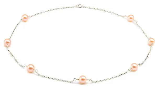 Freshwater Pink:Peach Pearl Tincup Necklace Discounted Pearls.jpg