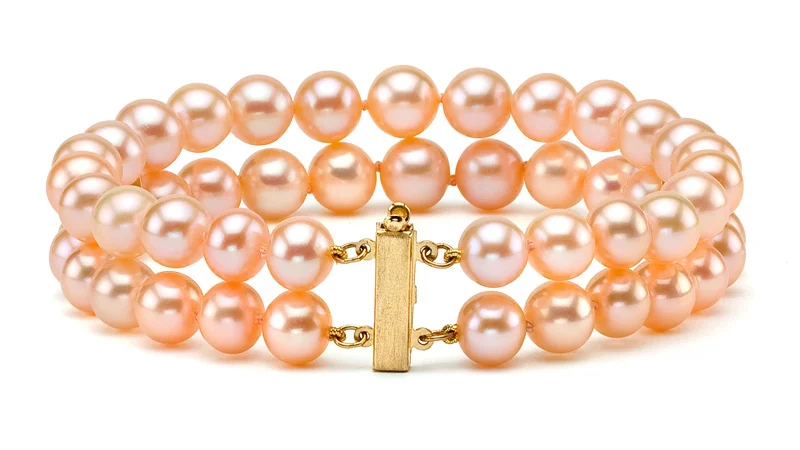 2-strand Freshwater Peach:Pink Pearl Bracelet Discounted Pearls.jpg