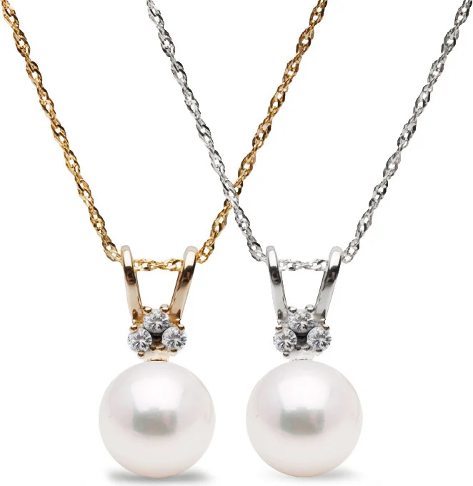 Akoya White 3-Diamond Pearl Pendant Discounted Pearls.jpg