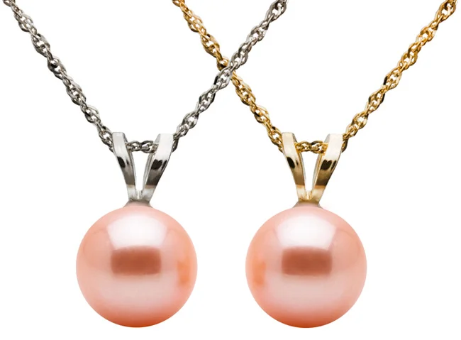 Freshwater Pink:Peach Pearl Pendant Bunny Bail Discounted Pearls.jpg