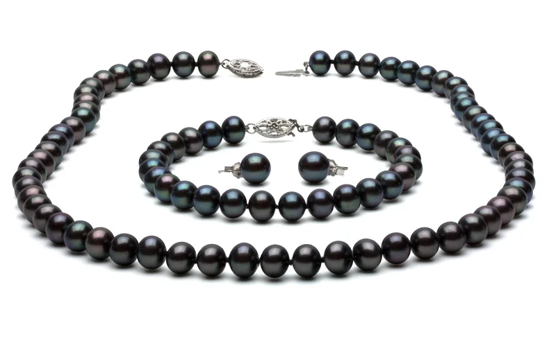 Freshwater Black Pearl Sets 7-8mm AA+ Discounted Pearls.jpg